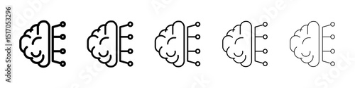 Brain circuit icon graphic set. trendy stroke line style