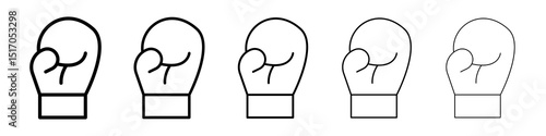 Boxing glove icon graphic set. trendy stroke line style