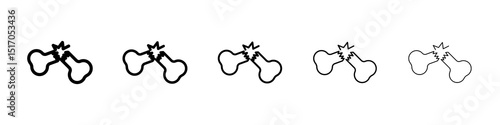 Broken bone icon graphic set. trendy stroke line style