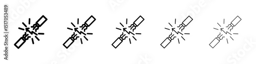 Broken Wire Icon icon graphic set. trendy stroke line style