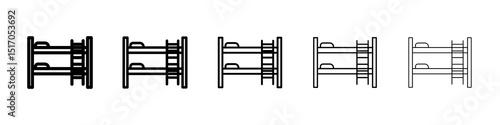 Bunk bed icon graphic set. trendy stroke line style