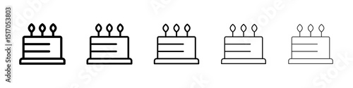 Cake icon graphic set. trendy stroke line style