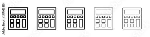 Calculator icon graphic set. trendy stroke line style