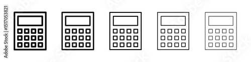 Calculator icon graphic set. trendy stroke line style