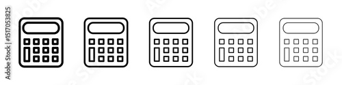 Calculator icon graphic set. trendy stroke line style