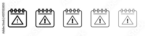 Calendar exclamation icon graphic set. trendy stroke line style