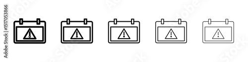 Calendar exclamation icon graphic set. trendy stroke line style