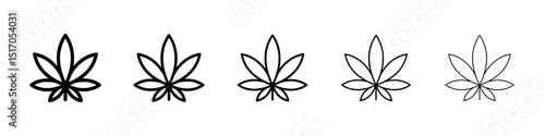 Cannabis leaf icon graphic set. trendy stroke line style