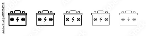 Car battery icon graphic set. trendy stroke line style
