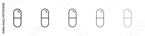 Capsules icon graphic set. trendy stroke line style
