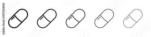 Capsule icon graphic set. trendy stroke line style