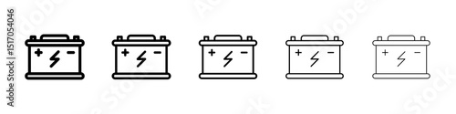 Car battery icon graphic set. trendy stroke line style