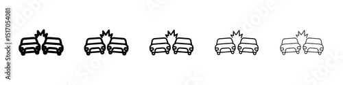 Car crash icon graphic set. trendy stroke line style