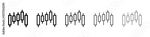 Chart candlestick icon graphic set. trendy stroke line style