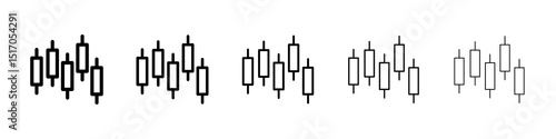 Chart candlestick icon graphic set. trendy stroke line style