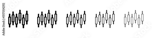 Chart candlestick icon graphic set. trendy stroke line style