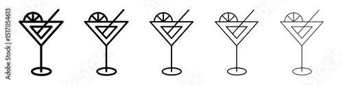 Citrus Glass icon graphic set. trendy stroke line style