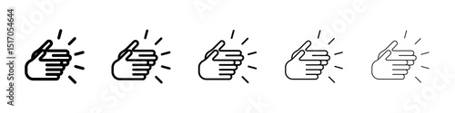 Clapping hands icon graphic set. trendy stroke line style