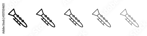 Clarinet icon graphic set. trendy stroke line style