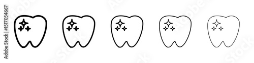 clean tooth icon graphic set. trendy stroke line style