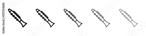 Clarinet icon graphic set. trendy stroke line style