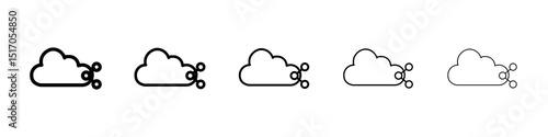 Cloud share icon graphic set. trendy stroke line style