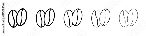 Coffee beans icon graphic set. trendy stroke line style
