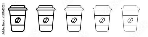 Coffee icon graphic set. trendy stroke line style