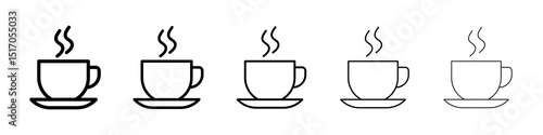 Coffee icon graphic set. trendy stroke line style