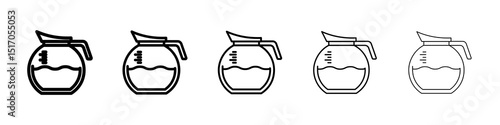 Coffee pot icon graphic set. trendy stroke line style