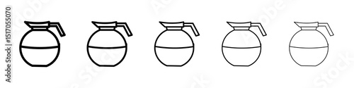 Coffee pot icon graphic set. trendy stroke line style
