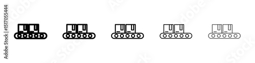 Conveyor belt icon graphic set. trendy stroke line style