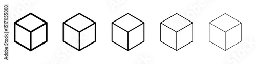 Cube icon graphic set. trendy stroke line style