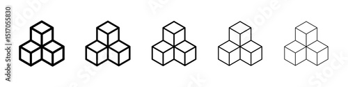 Cubes icon graphic set. trendy stroke line style