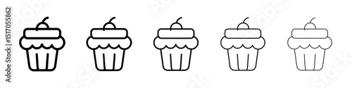 Cupcake icon graphic set. trendy stroke line style
