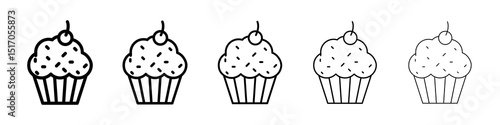 Cupcake icon graphic set. trendy stroke line style