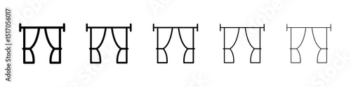 Curtains icon graphic set. trendy stroke line style