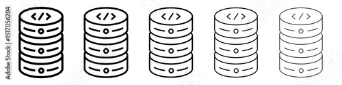Database icon graphic set. trendy stroke line style