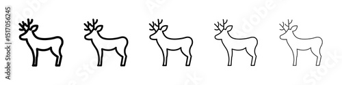 Deer icon graphic set. trendy stroke line style