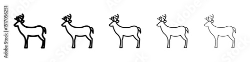 Deer icon graphic set. trendy stroke line style