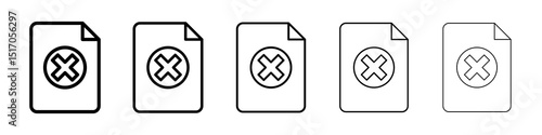Delete Document icon graphic set. trendy stroke line style
