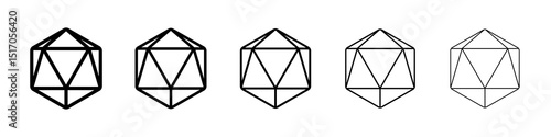Dice d20 icon graphic set. trendy stroke line style