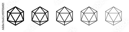 Dice d20 icon graphic set. trendy stroke line style