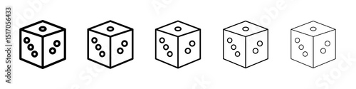 Dice icon graphic set. trendy stroke line style