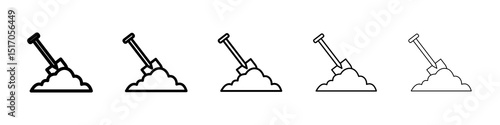 Digging icon graphic set. trendy stroke line style