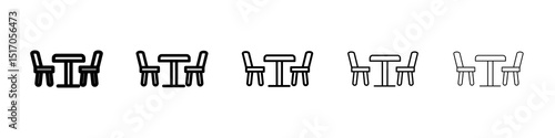 Dinner table icon graphic set. trendy stroke line style