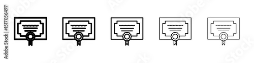 Diploma icon graphic set. trendy stroke line style
