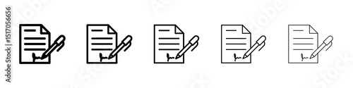 Document signed icon graphic set. trendy stroke line style