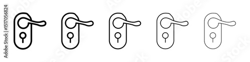 Door handle icon graphic set. trendy stroke line style