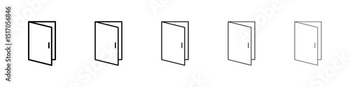 Door open icon graphic set. trendy stroke line style